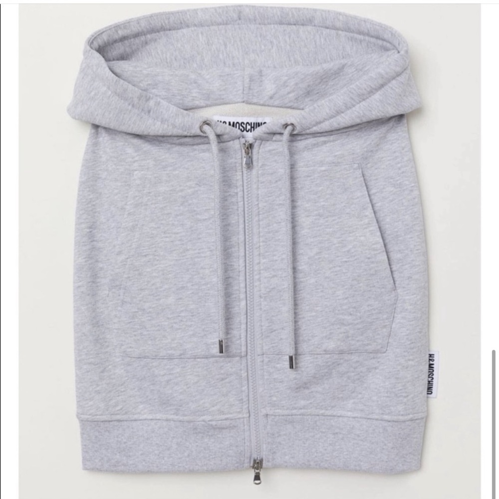 H&M X Moschino H&Moschino Grey Gray Skirt Hooded Drawstring Zip Size 34, US 2